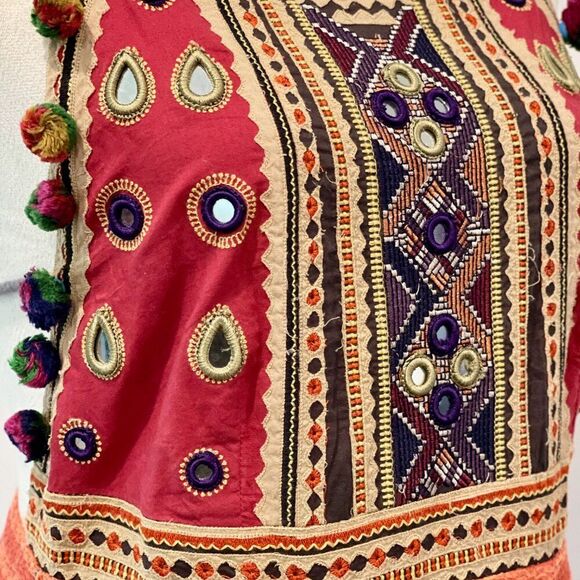 Free People Regina Mosaic embellished Ethnic Midi Designer Boho Chic Long Dress - Picture 12 of 16